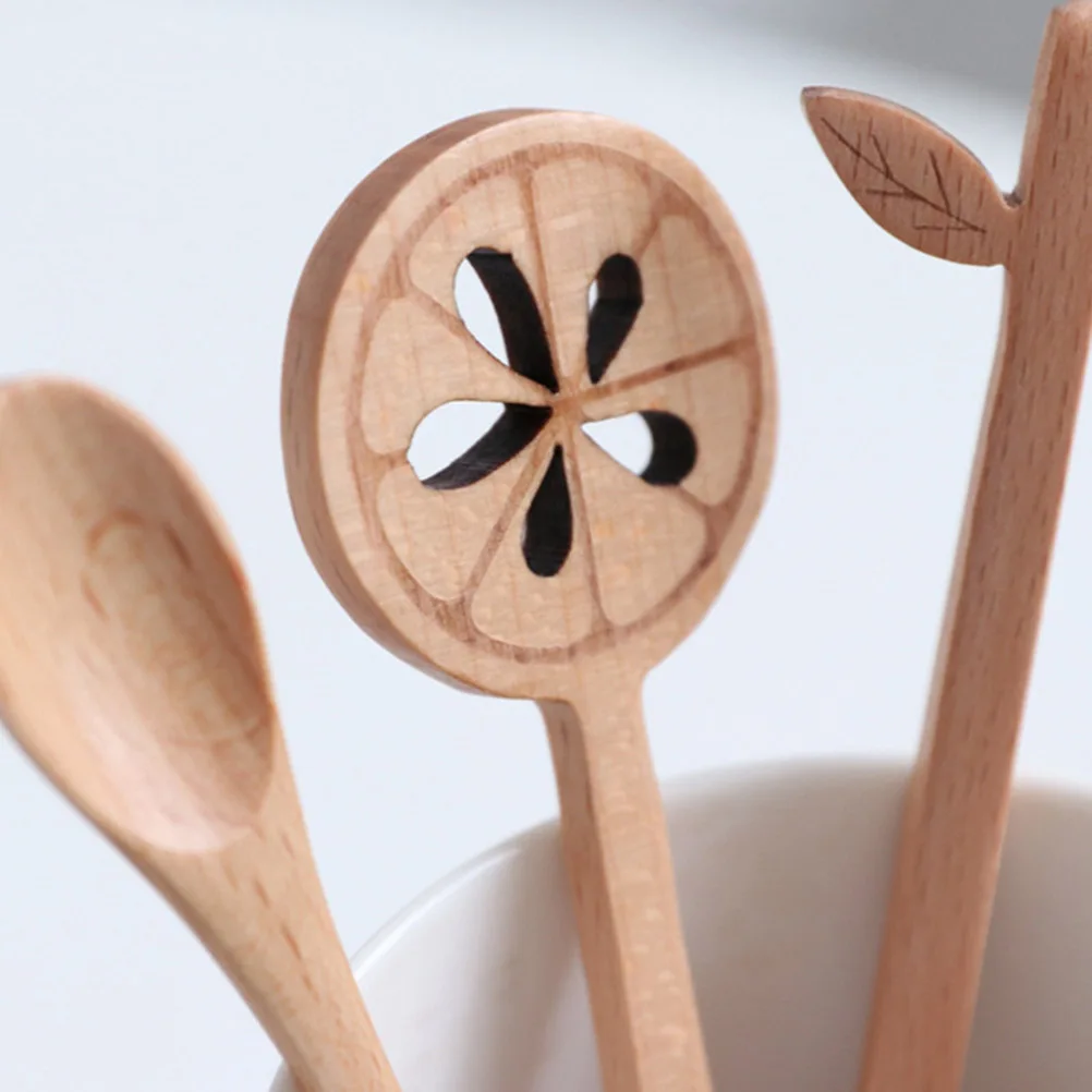 

2PCS Wooden Spoon High Quality Food Grade Beech Material Smooth Edge Safe Non Toxic Kitchen Utensil Lemon Stirring Spoon