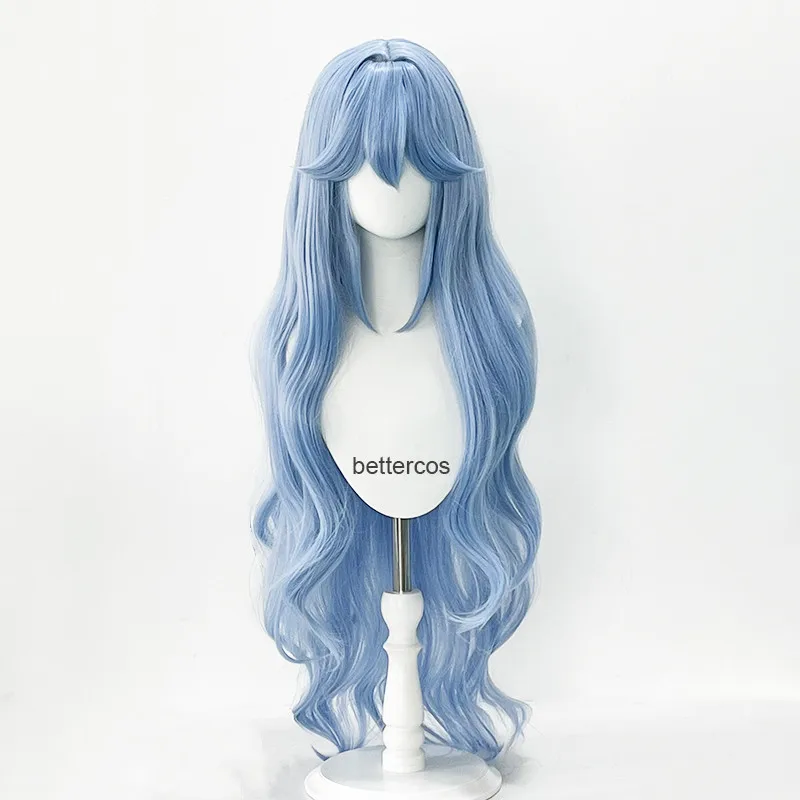 High Quality Ayanami Rei Cosplay Wig Anime EVA 100cm Long  Cyan Blue Curly Hair Heat Resistant Halloween Party Wigs + Wig Cap