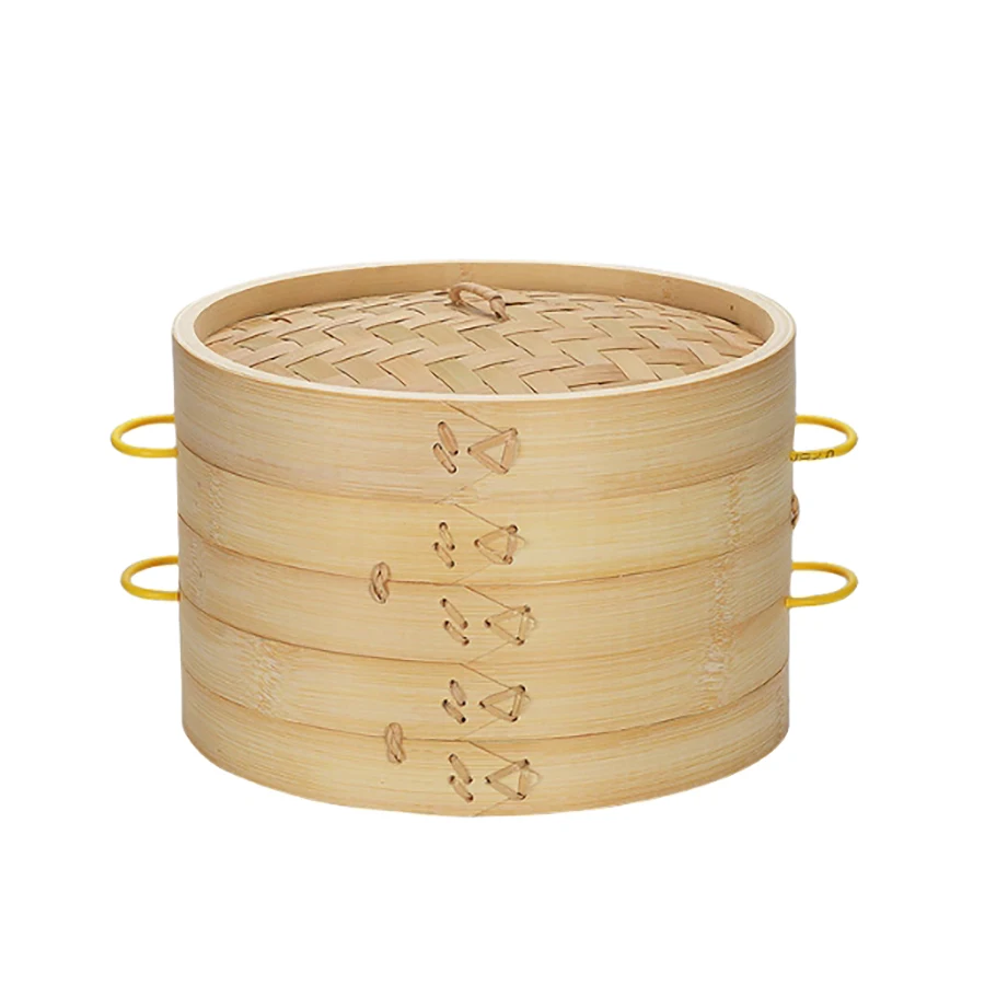 

Bamboo Steamer Basket Set 2-Tier Bamboo Steamer Basket with Lid with Side Handles for Dim Sum Dumplings Buns Seafoods Rice 28cm
