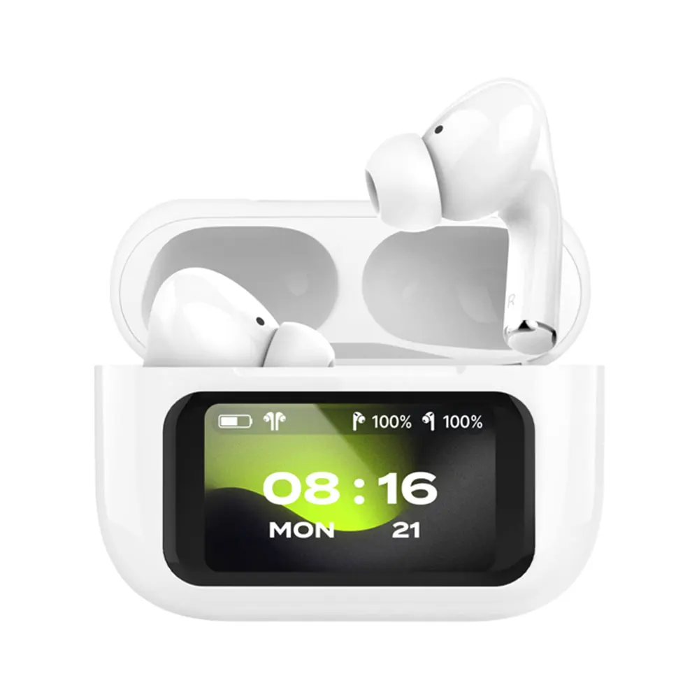 سماعات بلوتوث لاسلكية بشاشة لمس LED Anc (خاصية إلغاء الضوضاء/شاشة LCD/داخل الأذن/الاستماع إلى الموسيقى/التمرين)