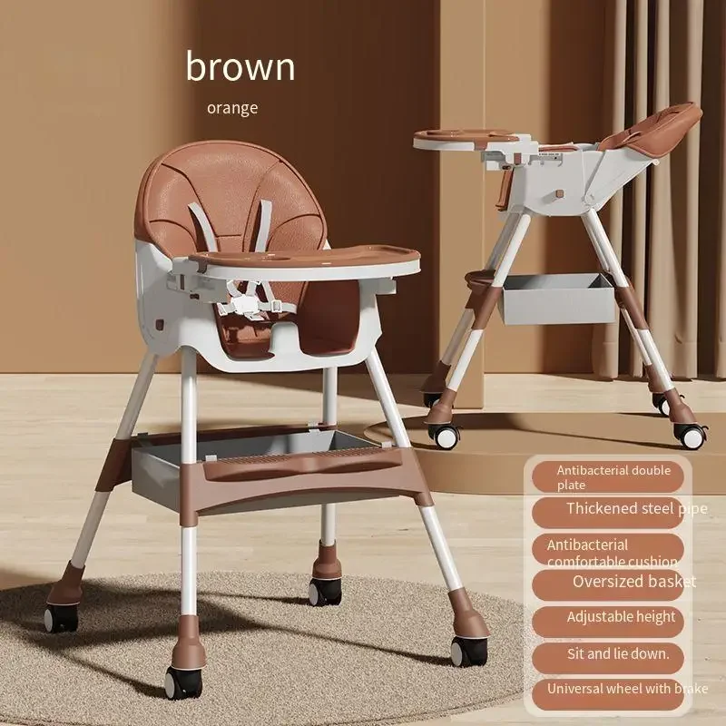 High Feeding Chair Multifunctional Household Children's Dining Table and Chairs Adjustable with Wheels Baby Dining Chair