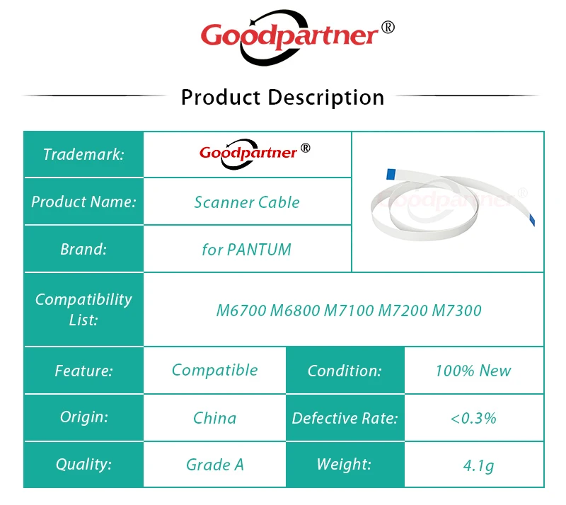 10X كابل الماسح الضوئي لبانتوم M6700 M6800 M7100 M7200 M7300 BM5100