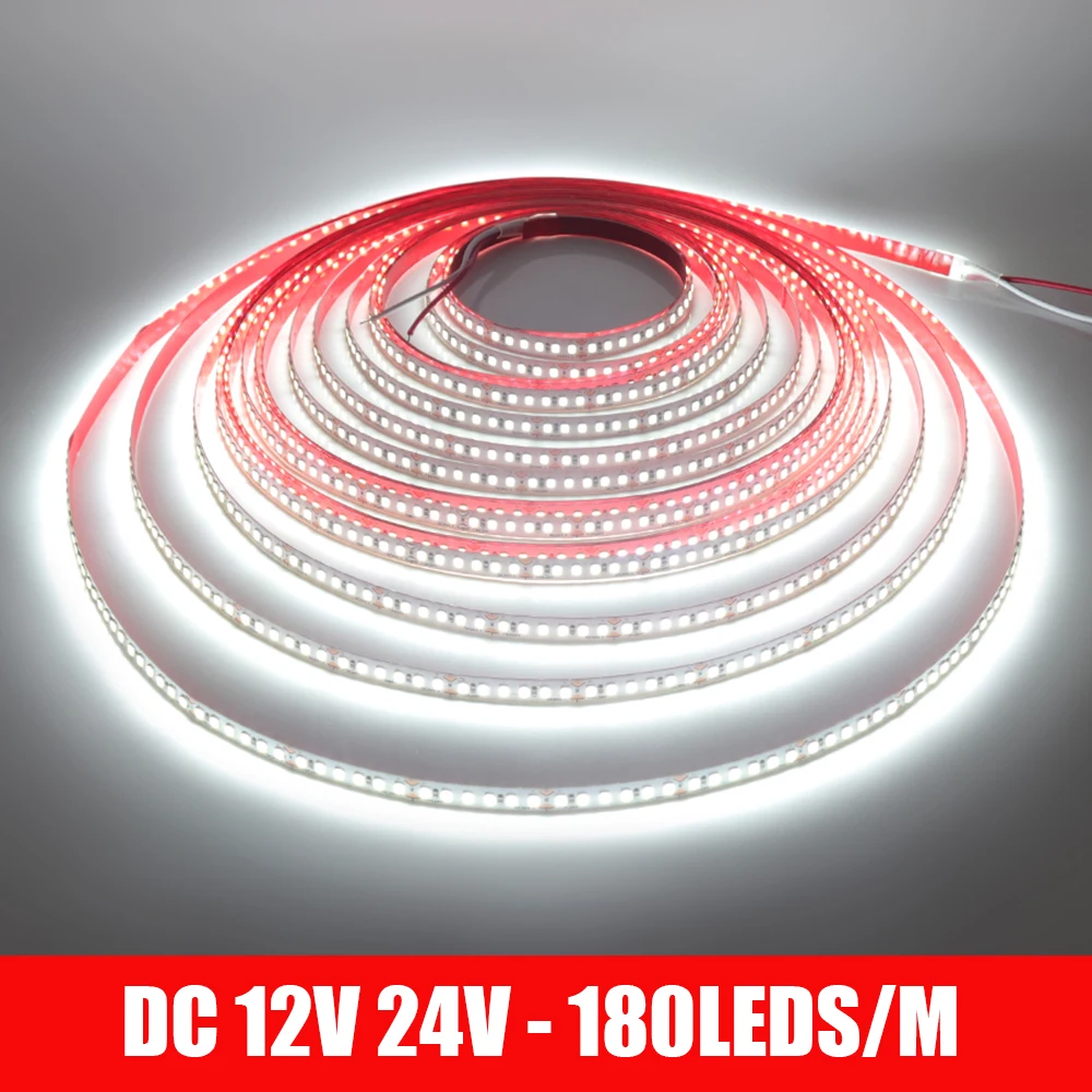 DC 12V 24V 2835 180LEDs/M LED-Streifen Warmweiß/Neutralweiß IP21 Flexibles Band Lichtband Seilbeleuchtung 5M 10M/Rolle