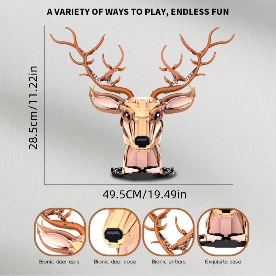 Creative Wildlife Deer Building Kit MOC Assembly Bricks Desktop Collectible Models Birthday Christmas Gifts for Adults Kids