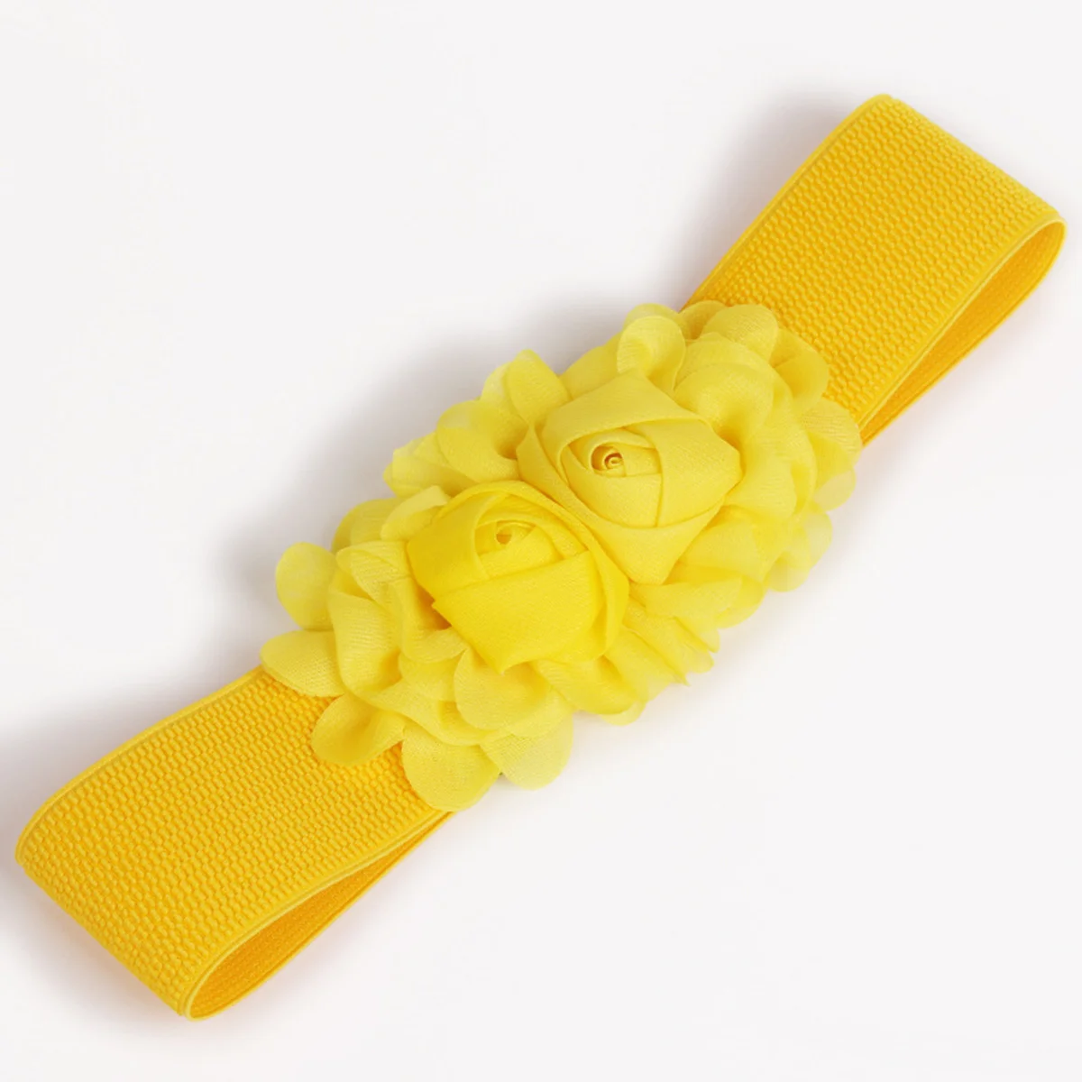 

Yellow Flower Buckle Slim Elastic Waist Belt Women Elastic Waistband for Dress Bottoming Skirt Dress Waist Belt