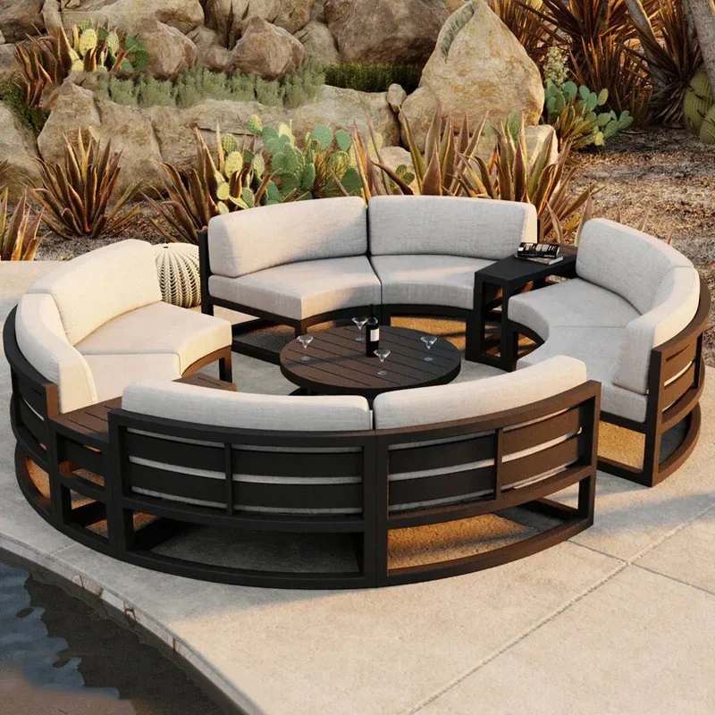 Outdoor sofa courtyard combination, open-air leisure rattan chair, sunscreen balcony rattan sofa