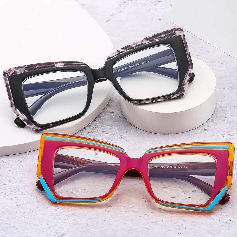 Fashionable Polygonal Luxury Design Women Eyeglass Frame Anti Blue Light Photochromic Reading Glasses Hyperopia Degrees +1 To +6