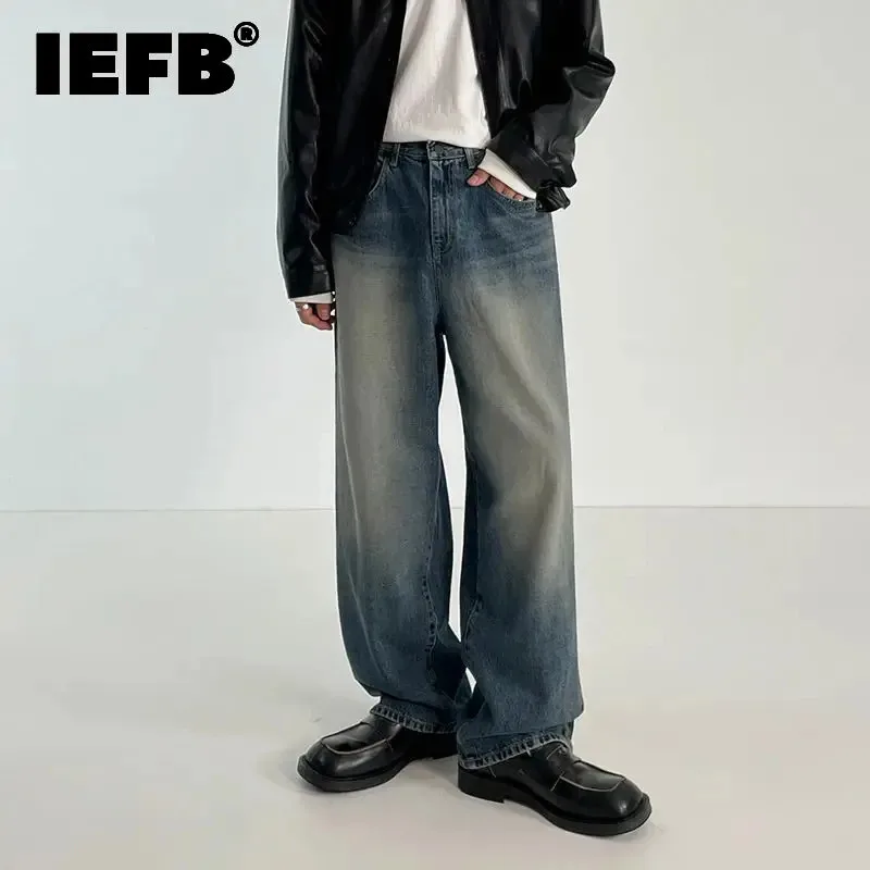 IEFB Jeans Men's Pants Spring Korean Loose Fashion Straight High Street Versatile Wide Leg Male Trousers Casual 9A6861