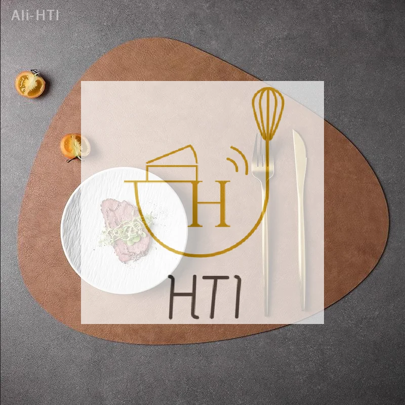 Fashion Irregular PU Leather Placemat And Coaster Waterproof And Oil-Proof Table Mats Western Restaurant Heat-Insulating Mats