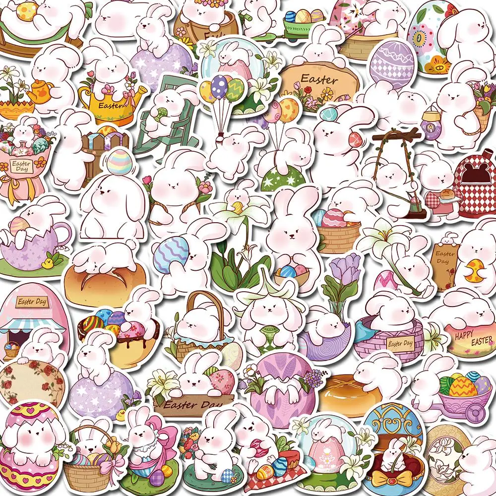 10/50PCS Easter Day Rabbit Cute Decor Stickers Vintage For DIY Notebook Luggage Motorcycle Laptop Refrigerator Decals Graffiti