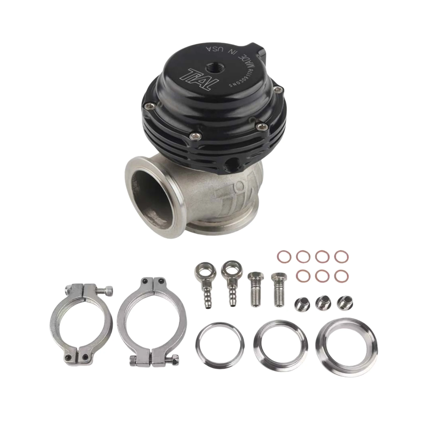Water Cooler 44mm External Turbine Exhaust Door, Flanged Water Cooled External Turbine Exhaust Door Kit MV-R, Red and Black Mark