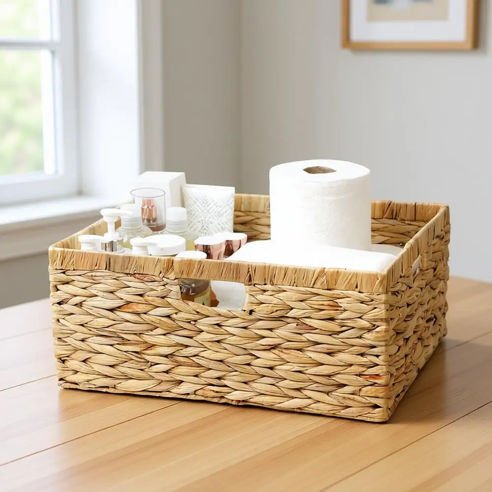 

Большие плетеные корзины для хранения с ручками, очень большие корзины из водяного гиацинта для организации пространства