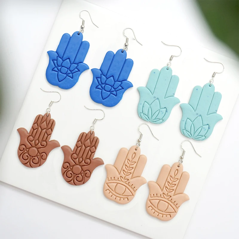 Lotus Buddha Palm Polymer Clay Cutter Buddha Eye Soft Pottery Mold DIY Earrings Ceramic Pendant Cutting Modeling Pottery Tools