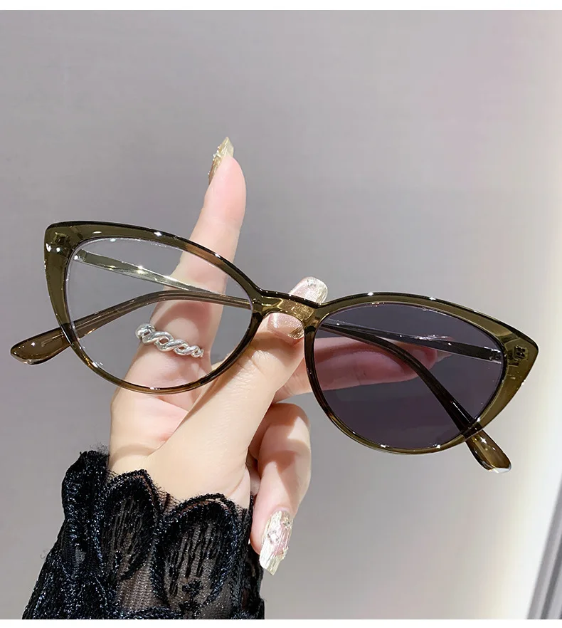 Lichtempfindliche, farbwechselnde Cat-Eye-Brille im Retro-Trend-Stil, nicht-Gesichtsverkleinernde, flache Lichtbrille, hochwertige Myopie-Brille 6105 – Detail 12