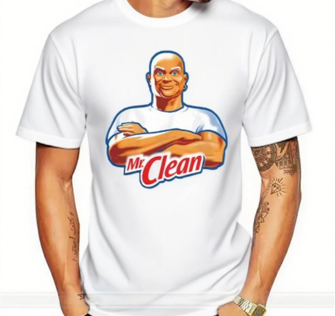 

Retro Funny Mr. Clean Logo T-shirts Cotton T-shirt Luxury Brand Fashion Big Size Top Casual Short Sleeve Streetwear Classic Prin