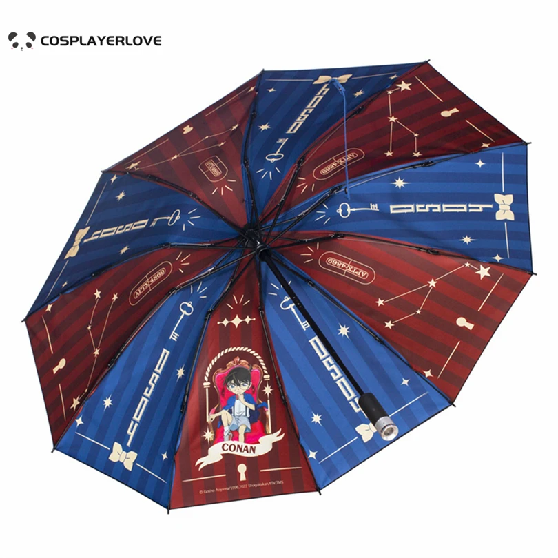 Anime Detective Conan Automatic Umbrella with flashlight Kaitou Kiddo cosplay Manga Peripherals UV Parasol gifts