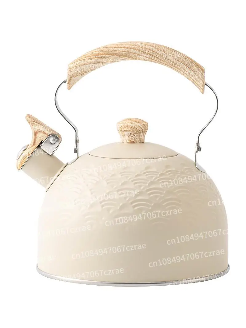 

New European-Style Xiangyun Pattern Stainless Steel Water Pot 2.5L Creamy-white Sound Pot Creative Whistle Kettle