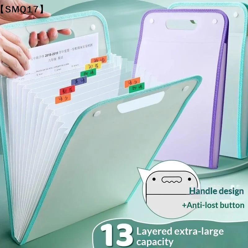 A4 13 Partitions Organizer For Documents Large Capacity Portable Documents Bag For School Office Home Daily Use【SMQ】