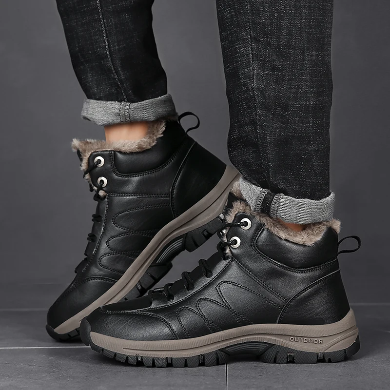 

Men's Boots Winter Cotton Shoes High-top Fashion Casual Shoes Trend Ankle Boots Flat Shoes Korean Version Tooling Shoe Student