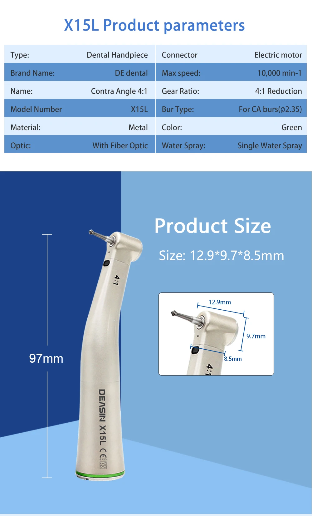 High Quality Dental Low Speed Handpiece 1:1 1:5 20:1 Fiber Optic Straight Contra Angle X25L X95L Air Turbine