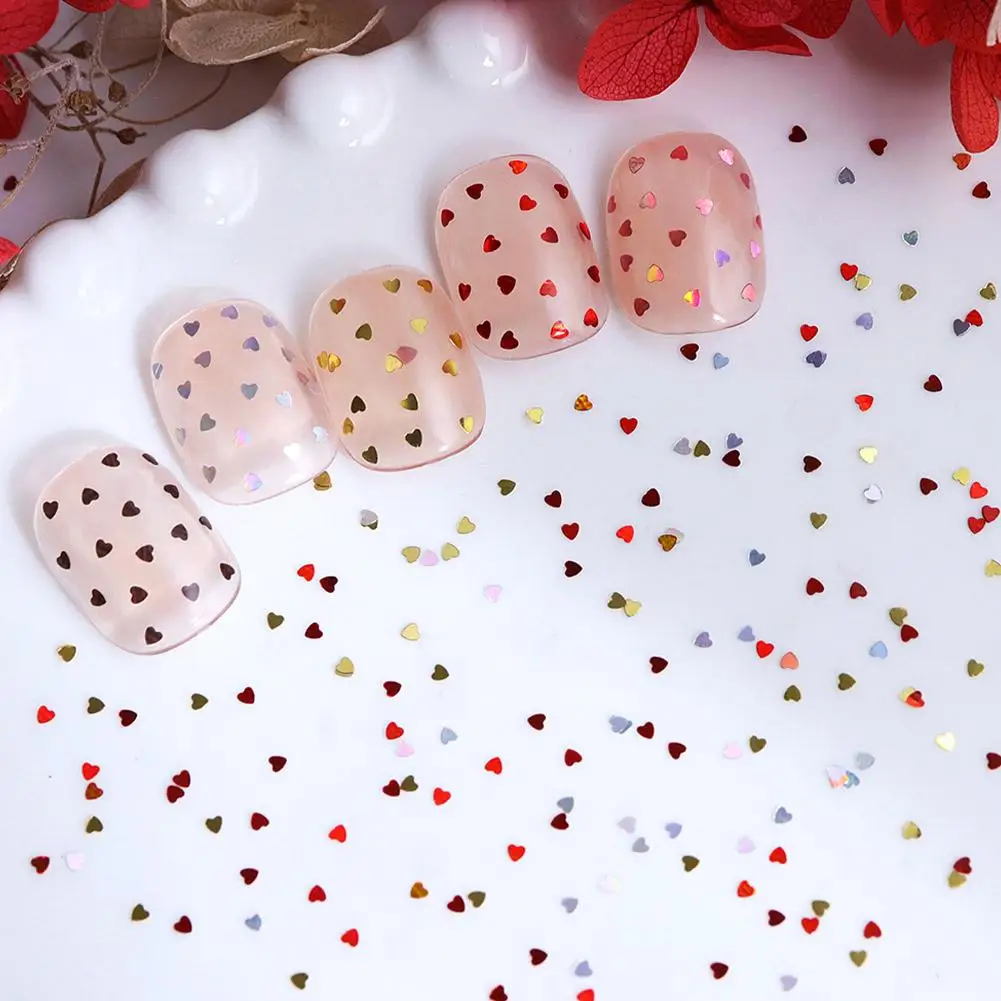 กลิตเตอร์รูปหัวใจโฮโลแกรม 1 มม. สำหรับตกแต่งเล็บ งาน DIY รูปหัวใจ สำหรับตกแต่งเล็บวันวาเลนไทน์ H2W1