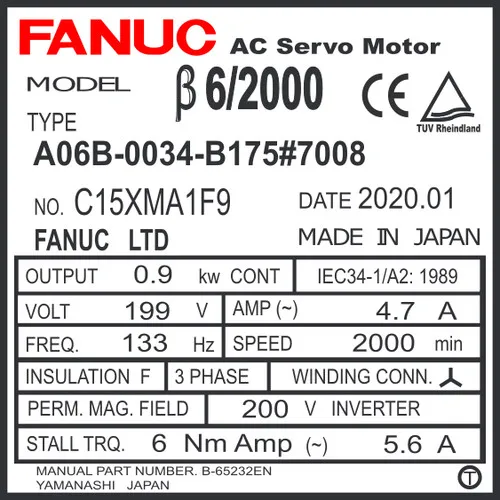 

A06B-0034-B175#7008 used tested ok Fanuc servo motor