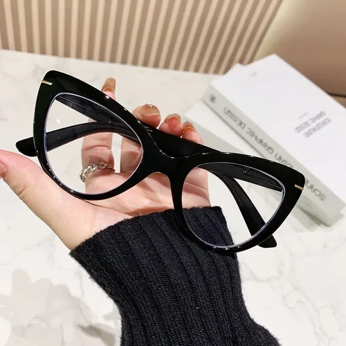 Imagen 2 del producto Gafas de lectura de alta definición para mujer, versátiles, con marco grande, tipo ojo de gato, antiluz azul, elegantes, a la moda, de 0 a + 4,0