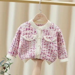 2 4 6Y Girls Sweater Cardigan Spring and Autumn Baby Sweater New Korean Casual Coat Children's Sweater Coat