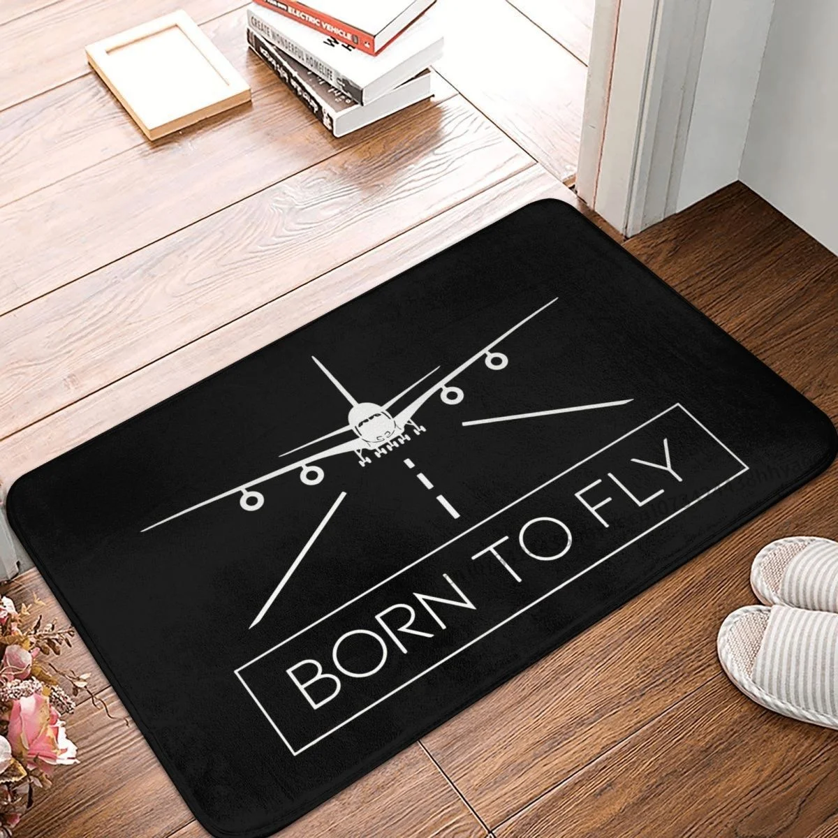 Airplane Airport Sign Anti-Slip Doormat Living Room Mat Born To Fly Balcony Carpet Entrance Door Rug Home Decorative