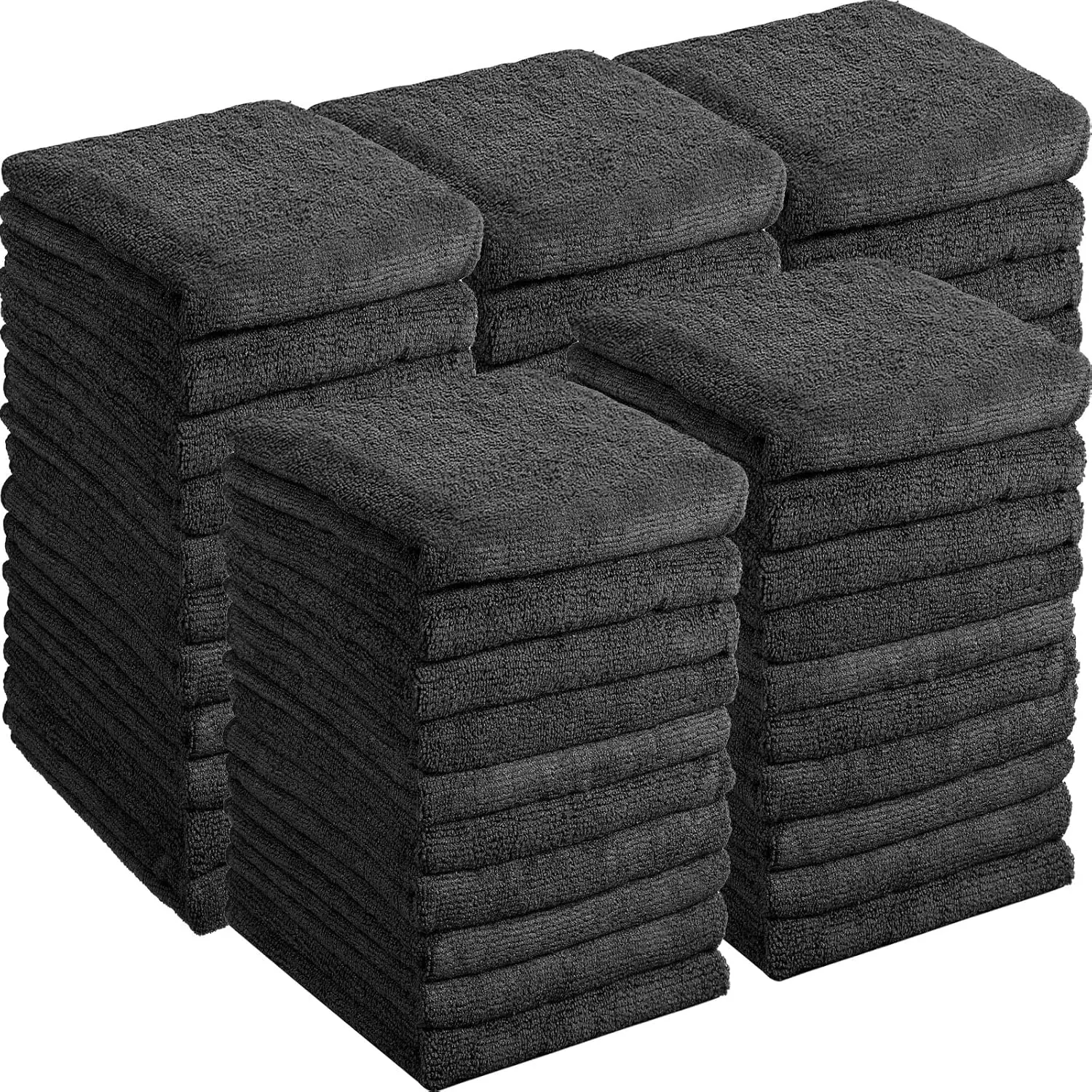 

40 Pack Microfiber Towels, Bleach Proof & Quick Dry, Absorbent for Barber Gym Bath Spa, Black 16x29 Inch
