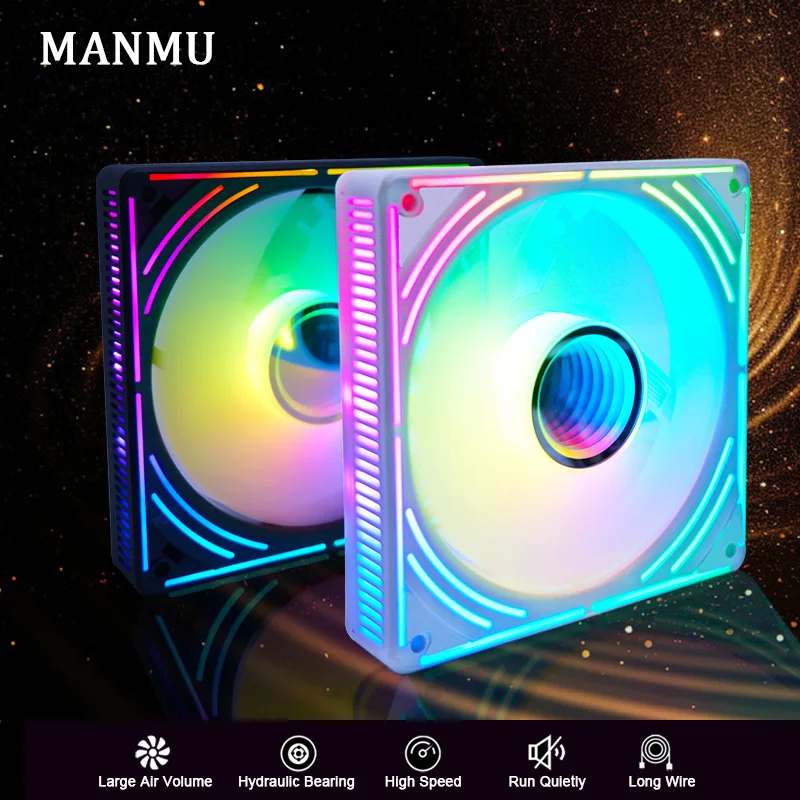 

Высокопроизводительный вентилятор MANMU RGB, 120 мм, дизайн освещения, вентиляторы и охлаждение с пультом дистанционного управления для кулера процессора