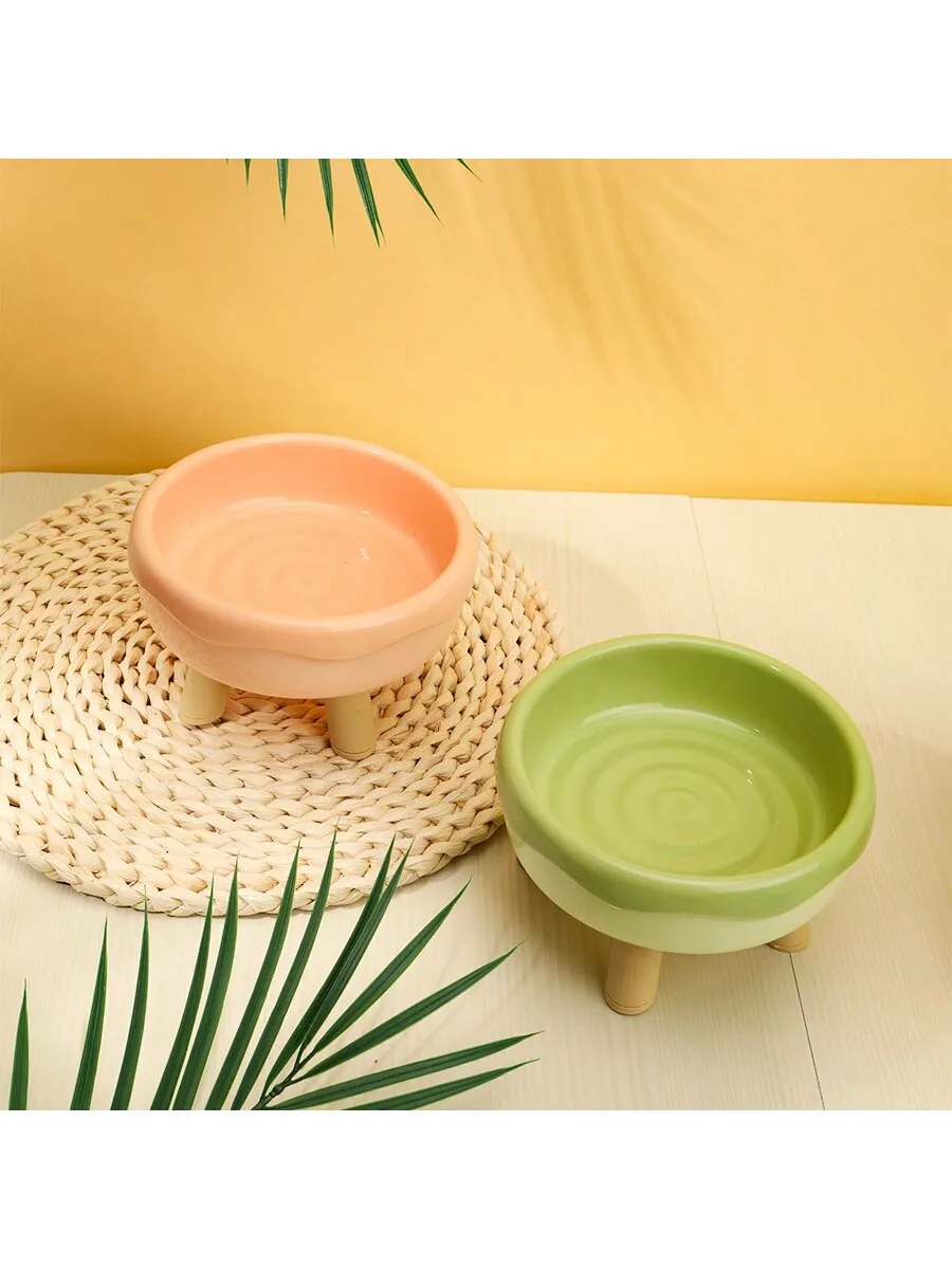 1PC Pet Cat Neck Protection Bowl Macaron Four Legged Bowl