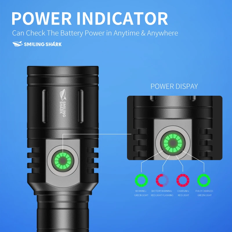 SMILINGSHARK SD5233 Super Bright Flashlight, Rechargeable Zoomable Handheld Torchlight, For Outdoor, Hiking, Exploration