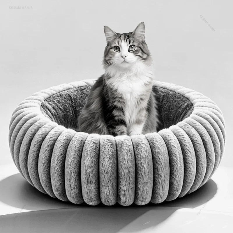 Winter Warm Cat Bed Heating Dog Nest Soft Plush Round Pet Bed Intelligent Timer Temperature Control Cozy Sleep Mats Pet Supplies