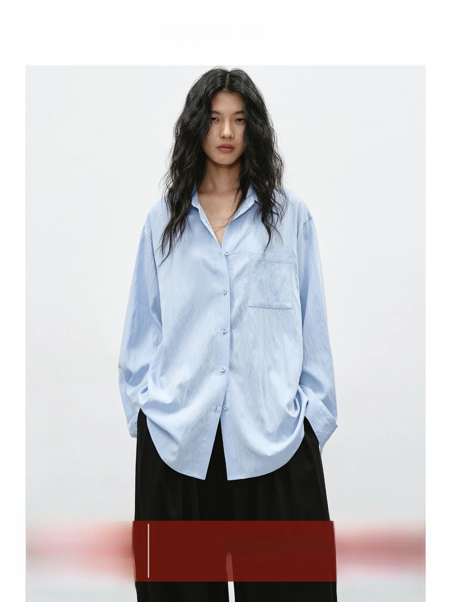 

EIGHTHMONTH Blue Long Sve Casual irt Women's Spring 2026 Loose Fit Classic Collar ex Sle Comfortable Cotton Blend