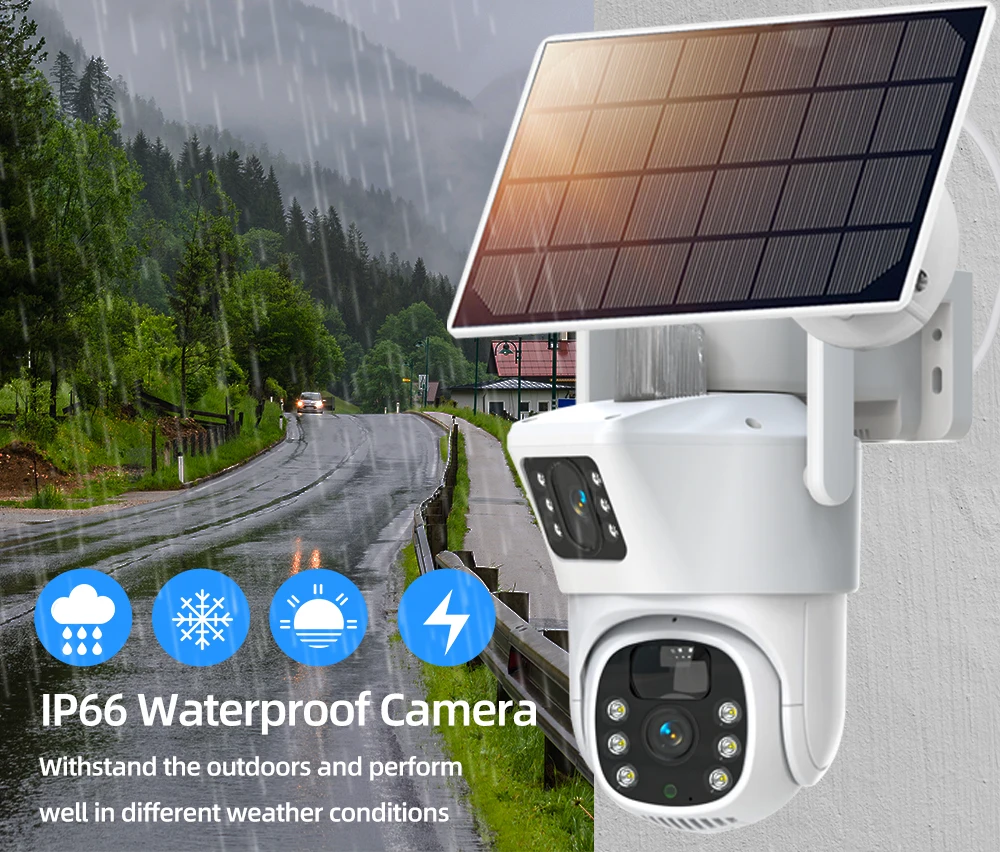 8MP 4K 8X Zoom Wireless Wifi PTZ Cameras Solar Panels With 10CH Display Wifi NVR Surveillance System Security Solar Camera Kits