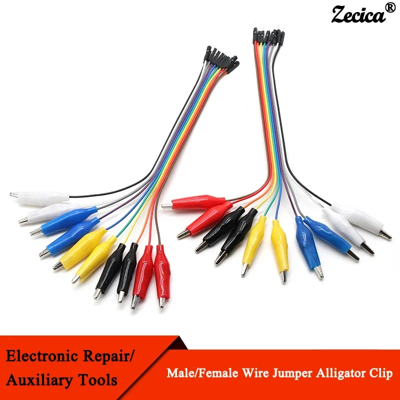 Double Head Alligator Clip Jumper Cable DIY Connection 20cm 30cm 10pins Male and Female Alligator Clips Test Wire Jumpers