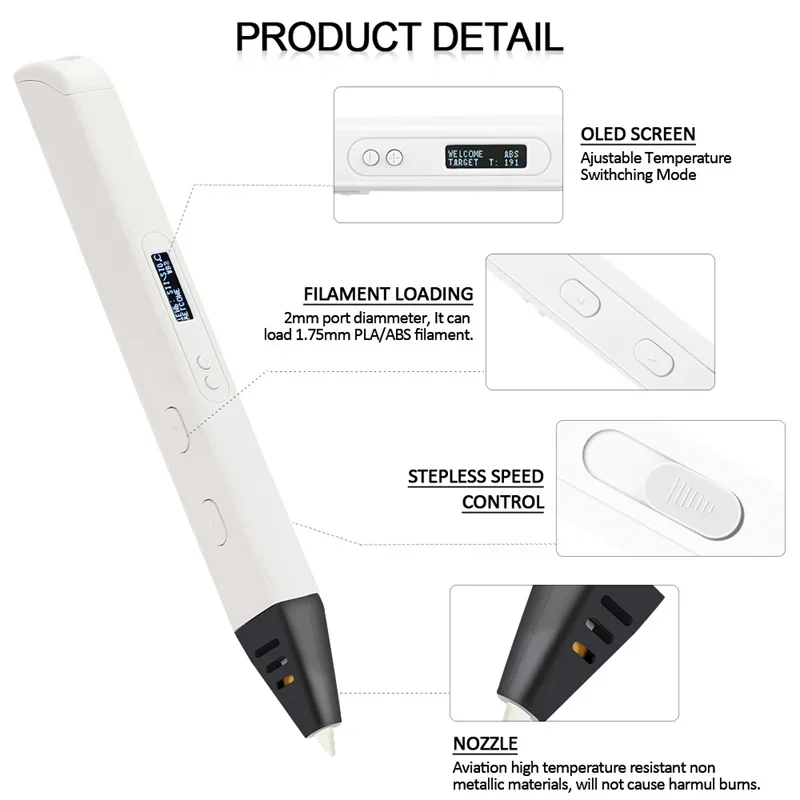 Imagem -06 - Caneta de Impressão 3d Profissional com Display Led Desenho Definido para Rabiscos Art Craft Fazendo Presentes Educação Nova Venda Quente 2024