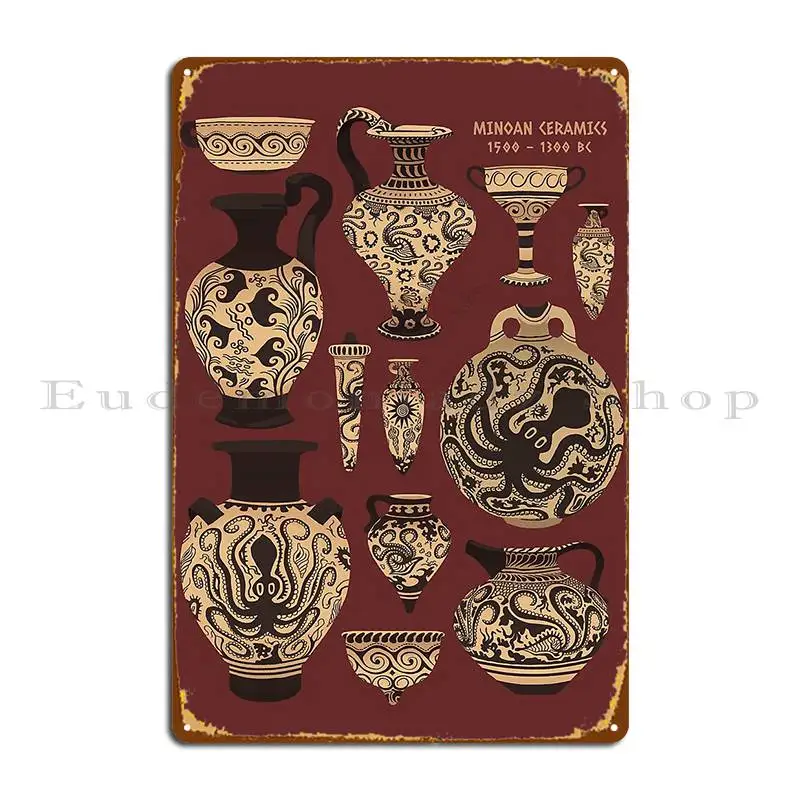 Late Minoan Ceramics Metal Sign Club Decoration Create Wall Cave Create Tin Sign Poster