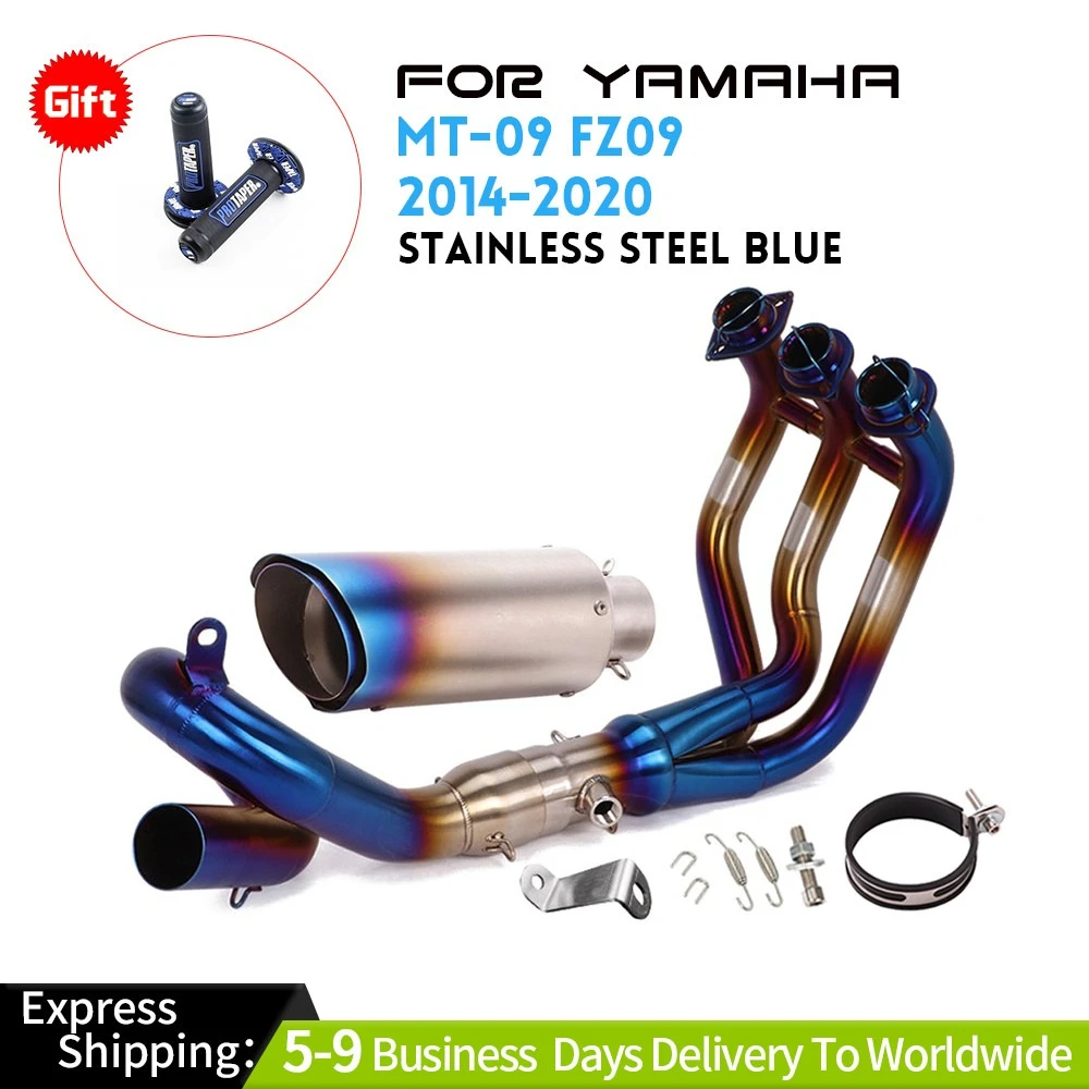 

For Yamaha XSR900 MT-09 2014-20 FZ09 Blue Exhaust Tips Muffler Header Front Pipe Exhaust Systems Exhausts Pipes