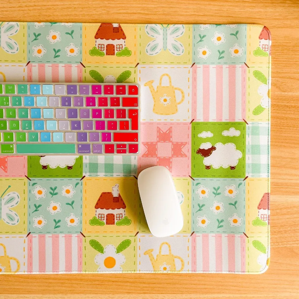 Cottagecore Blanket - Large Gaming Mouse Mat mousepad, cute desk accessories,  patchwork desk organizers and trays