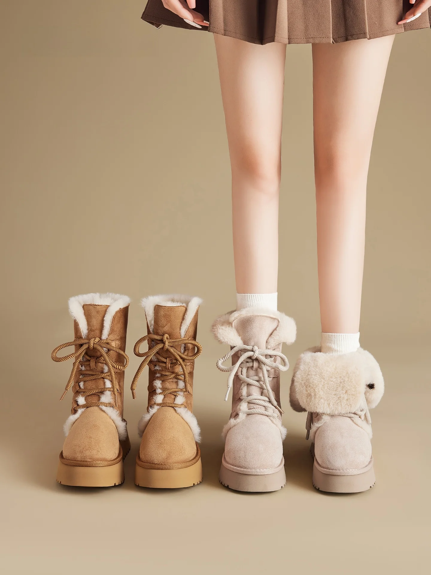 

Daphne Women's Thi Bot Snow Boots Winter New Sle Waterproof Non-Slip Fce Lined Cotton oes Warm Fur Boots