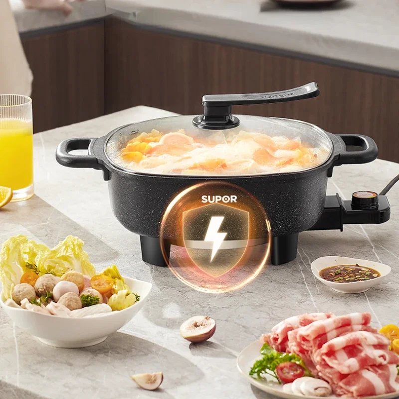 Electric Chafing Dish Household Multi-Functional Electric Caldron Food Warmer Hot Pot Small Electric Heat Pan Non-Stick Pan