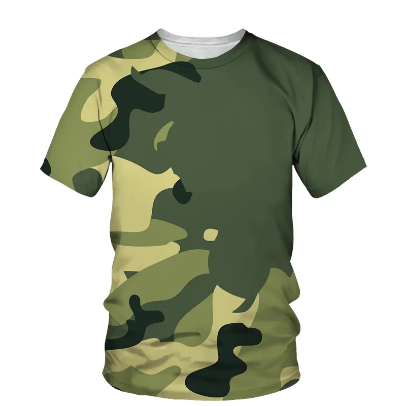 Summer Camouflage Tough Guy Men\'s Casual Outdoor Sportswear Men\'s and Women\'s T-Shirts Jungle Round Neck Tees Short Sleeve Top