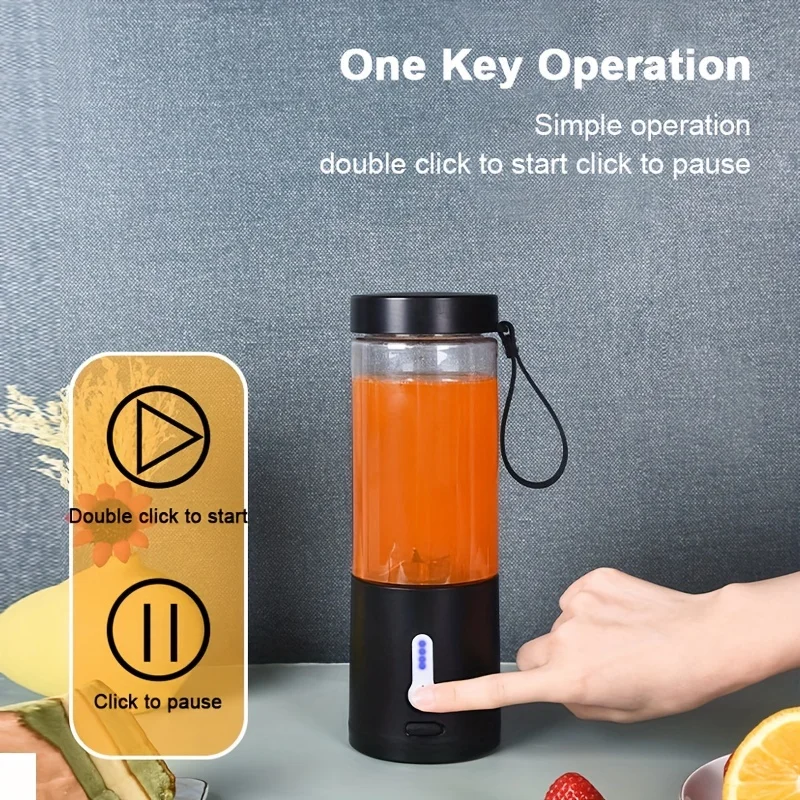 530ml Portable  Juicer with 6 Blades and USB Charging - Make Fresh Smoothies Anywhere!