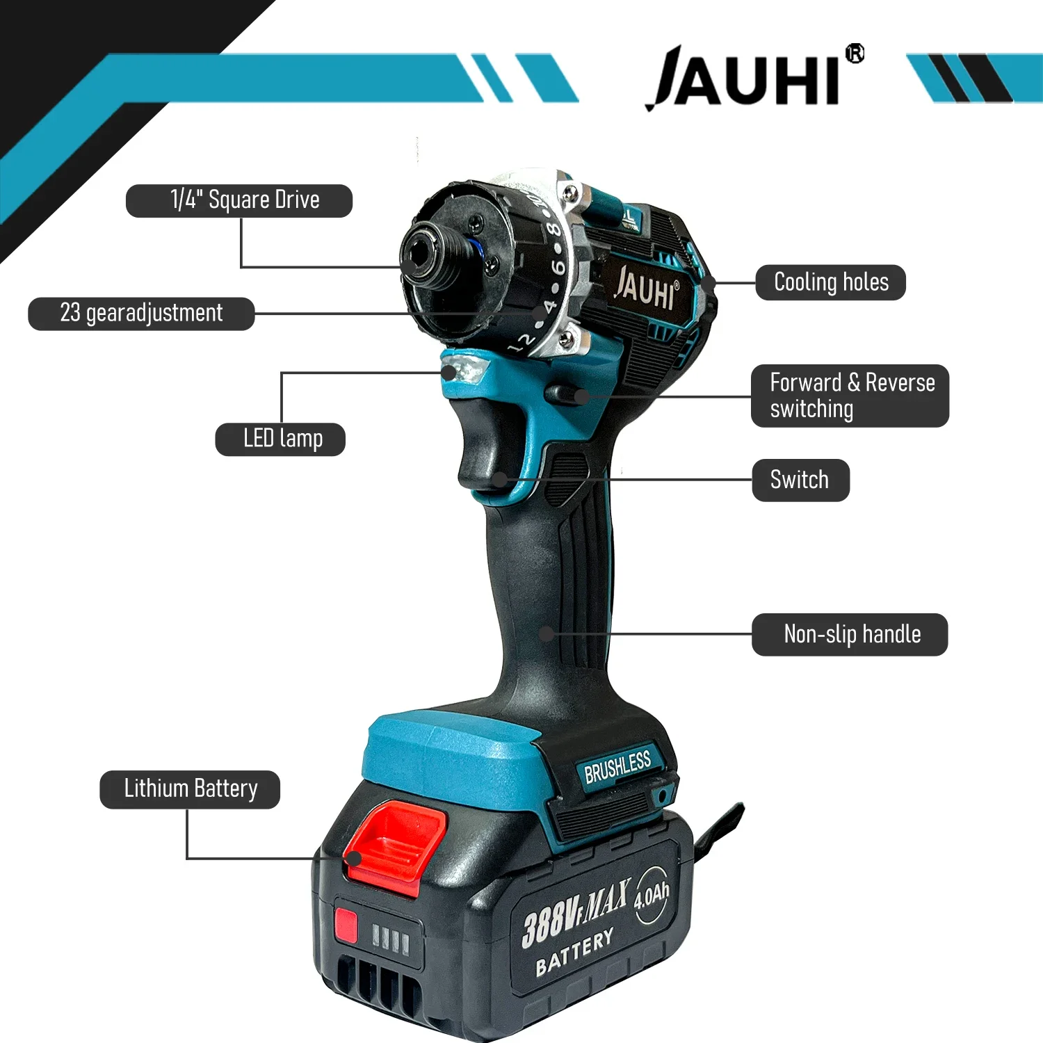 JAUHI 2in1 18V Brushless Electric Screwdriver Multifunctional Repairing Tool Kit Cordless Screwdriver Drills For Makita Battery