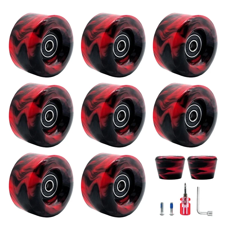 A89E-8 Pack LED Wheel Roller Skate Wheels with Bearings 32mm x 58mm Roller Skating Accessories