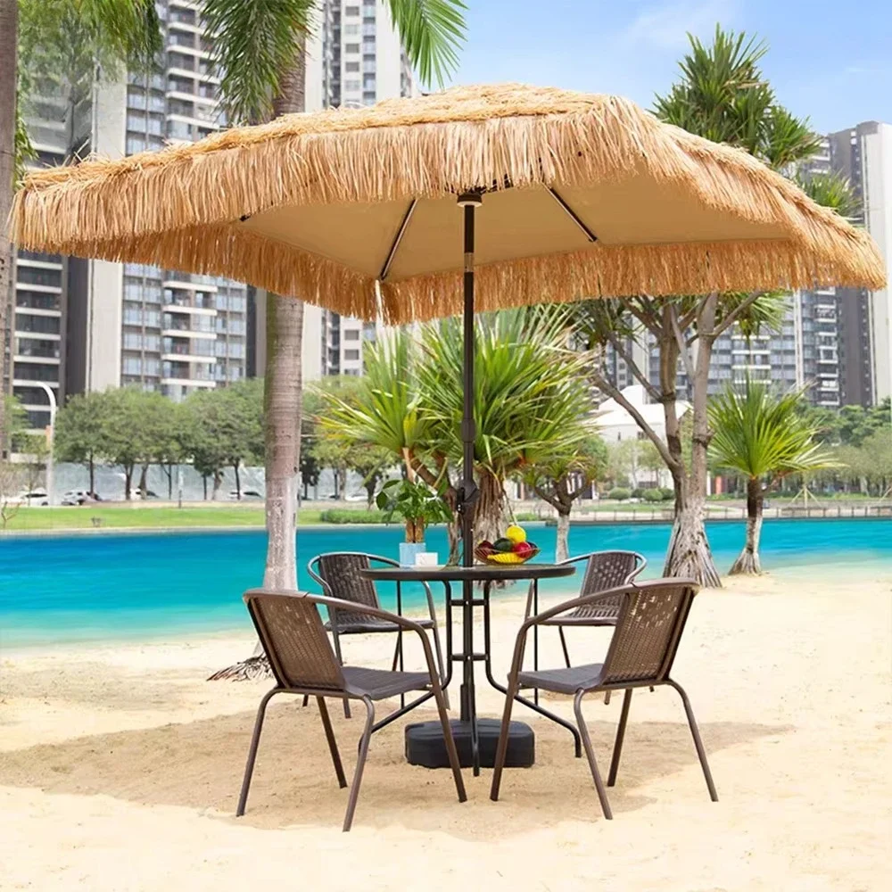 Modern design outdoor beach parasol windproof thatch parasol for parks and beaches