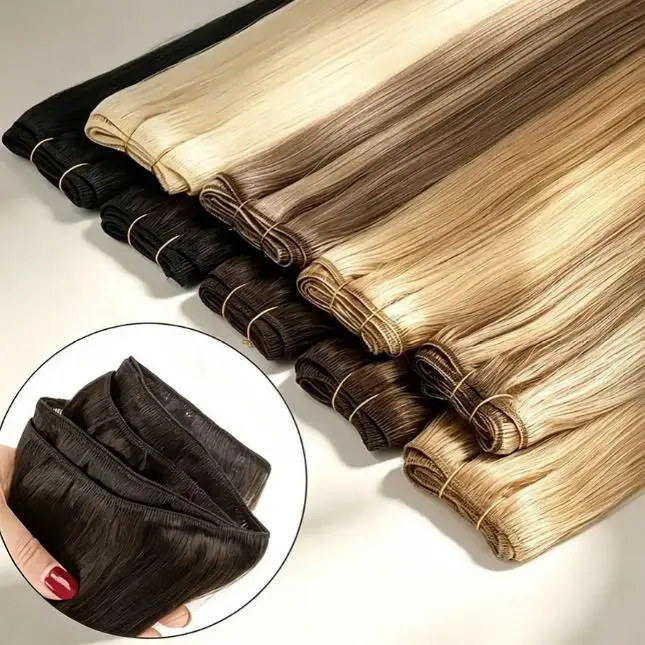 Brazilian Hair Extensions Hair Bundles Hair Extensions 50g/pc Straight Invisible Hair Bundles For Women Hair Weaves