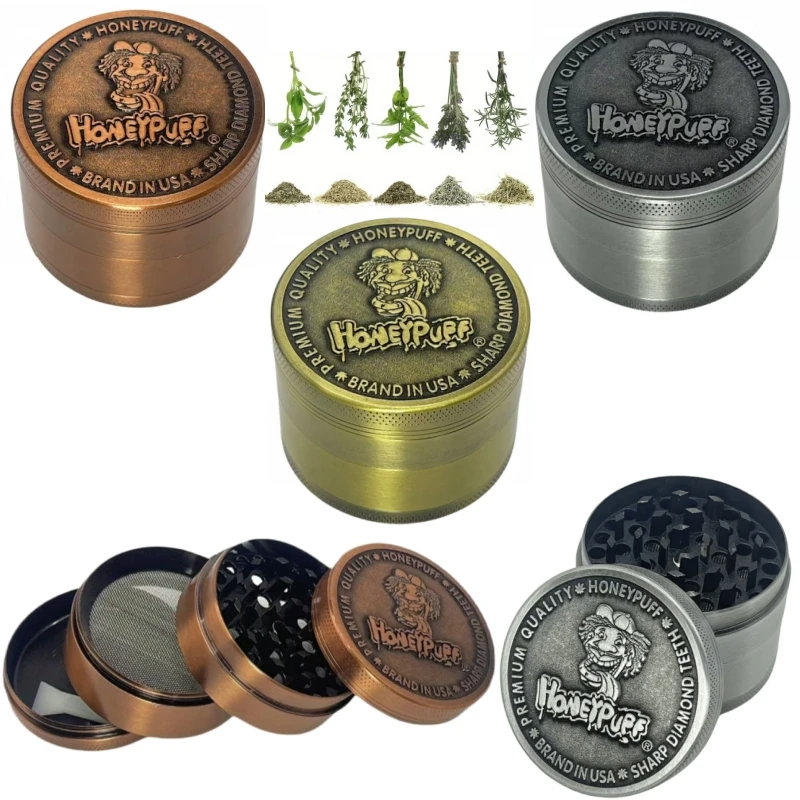 5cm Metal 4-Layer Manual Herb Hemp Grinder Spice Pepper Mill Mortar Raw Grass Tobacco Crusher Cigarette Smoking Accessories Tool